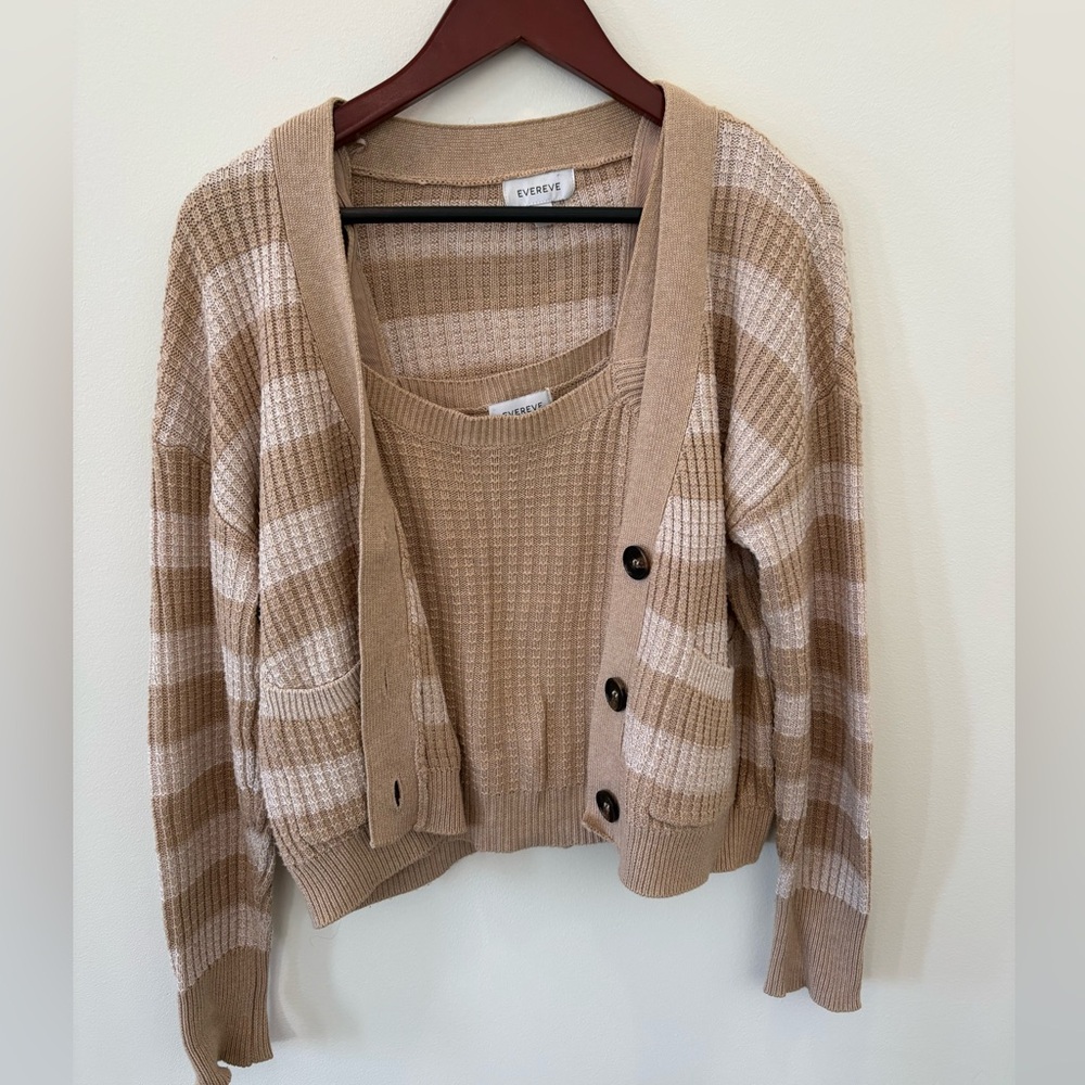 Evereve Cardigan Set - Beige, S